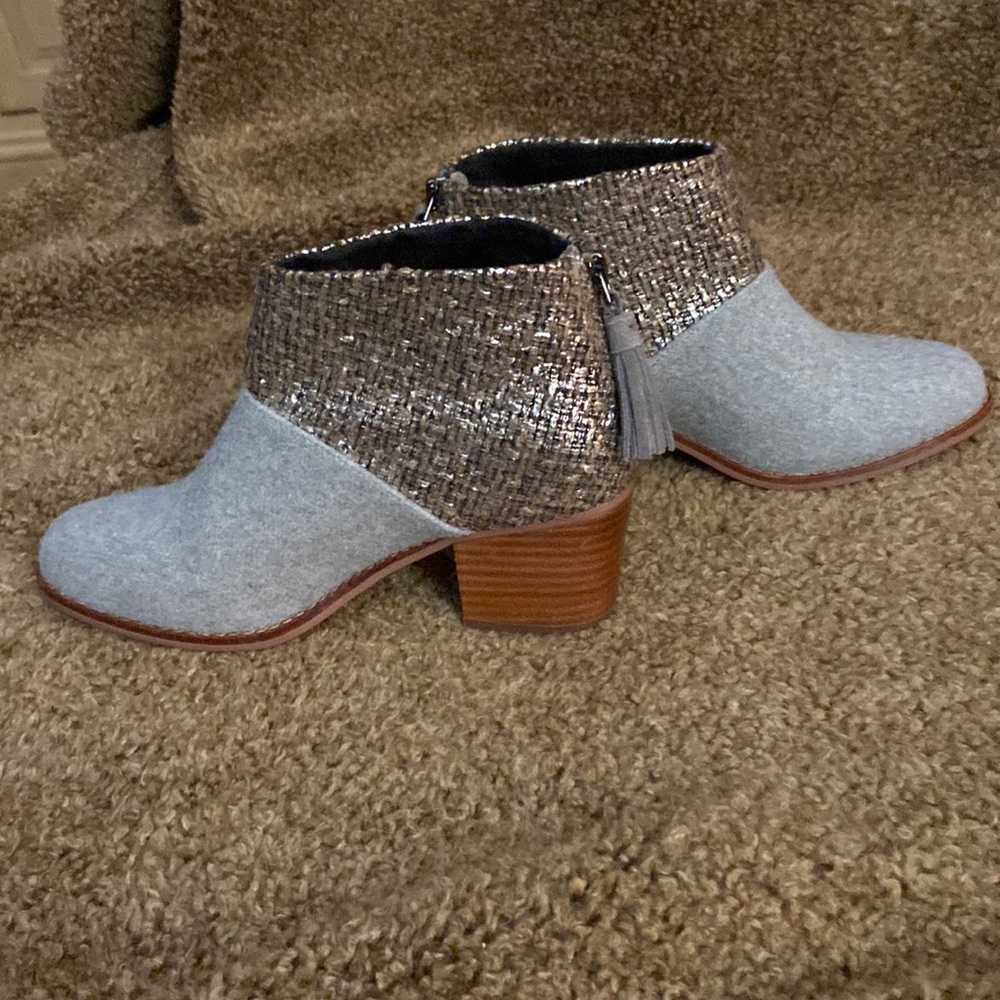 Tom’s Grey & Metallic Zippered Booties